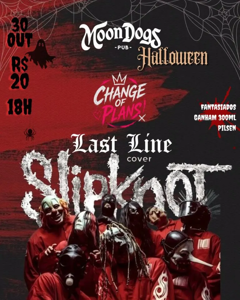 Halloween do Moondogs Pub, em Linhares, com Last Line e Change of Plans