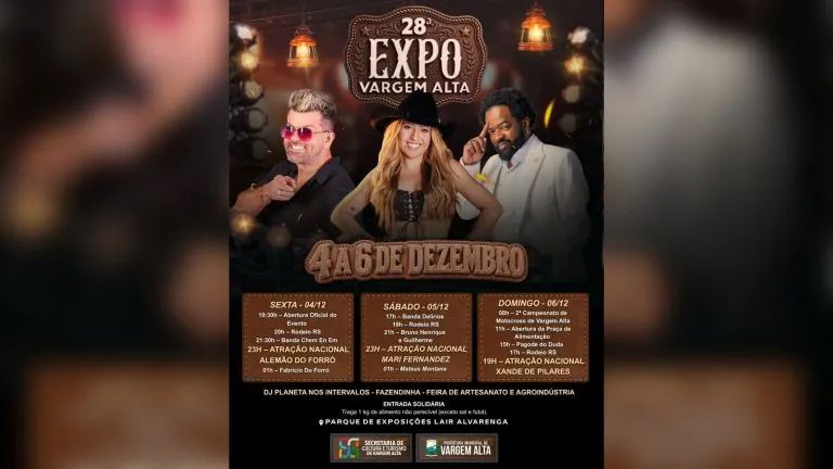 Expo Vargem Alta 2026: programação, shows e horários